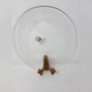 13" Round Holly‎ Christmas Tree Glass Clear Serving Platter Plate New